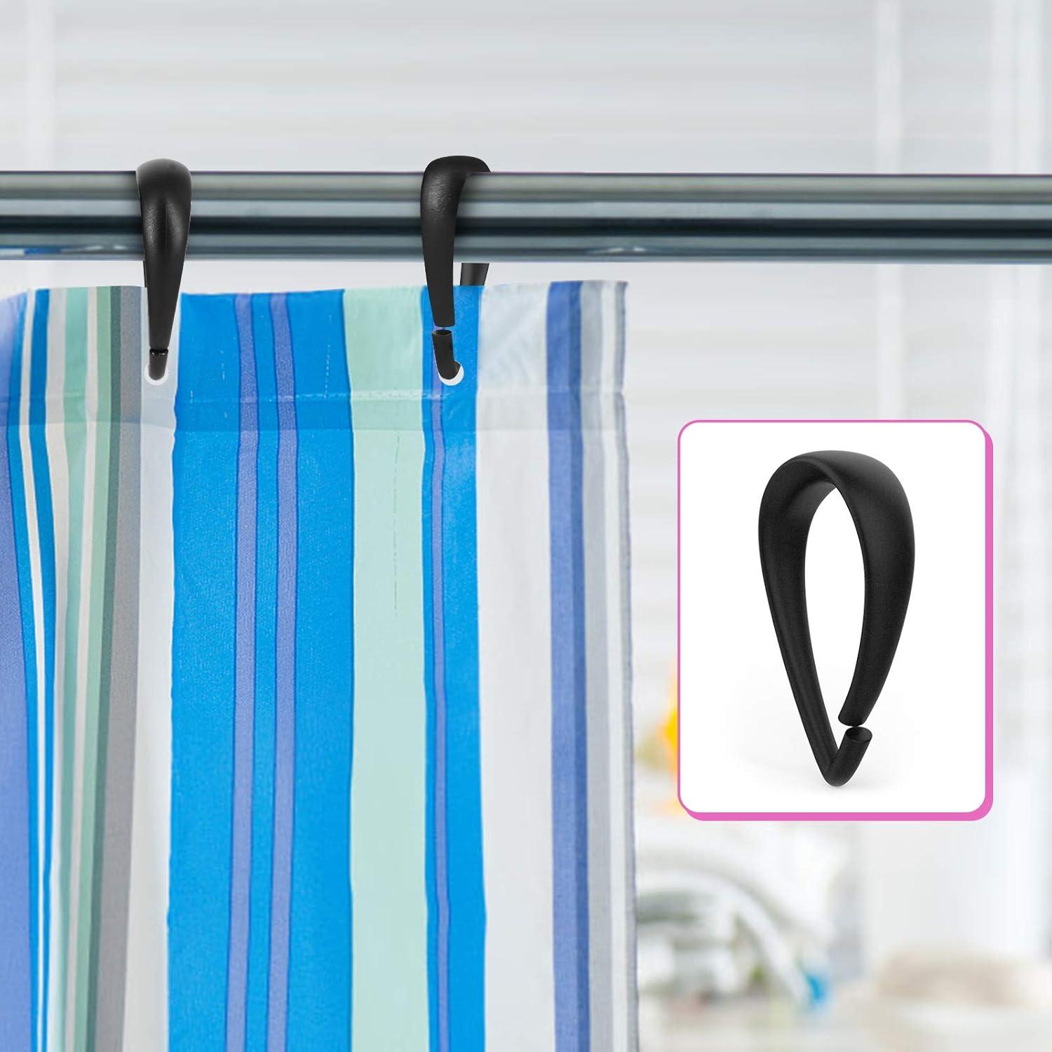 24 PCS Plastic Shower Curtain Rings, Shower Curtain Hooks for Bathroom, C Type Ring Hook for Shower Curtain, Plastic Shower Curtain Rings(Transparent)