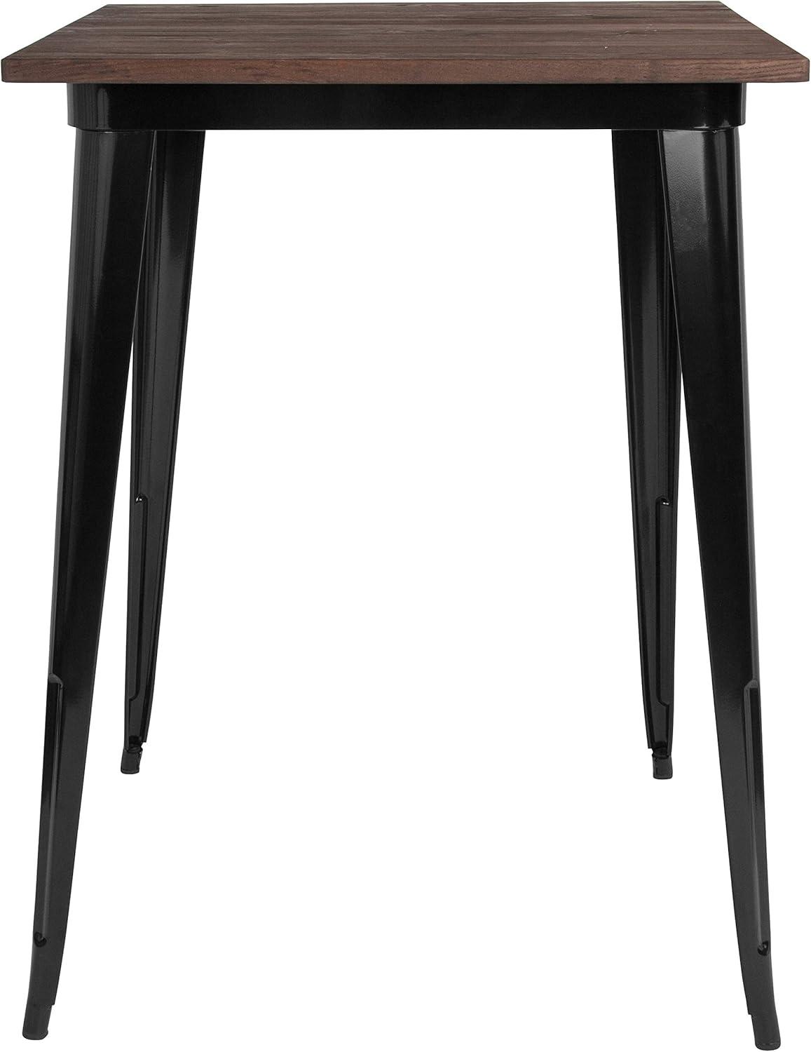 Emma and Oliver 31.5" Square Wood/Metal Indoor Bar Height Table