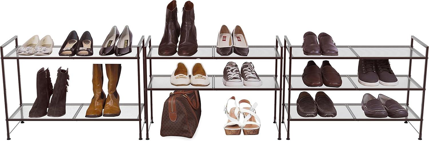 Bronze 3-Tier Stackable Metal Shoe Rack