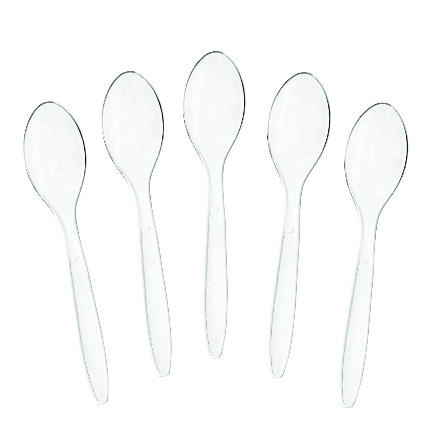 Elegant Clear Heavy-Duty Plastic Disposable Spoons Pack