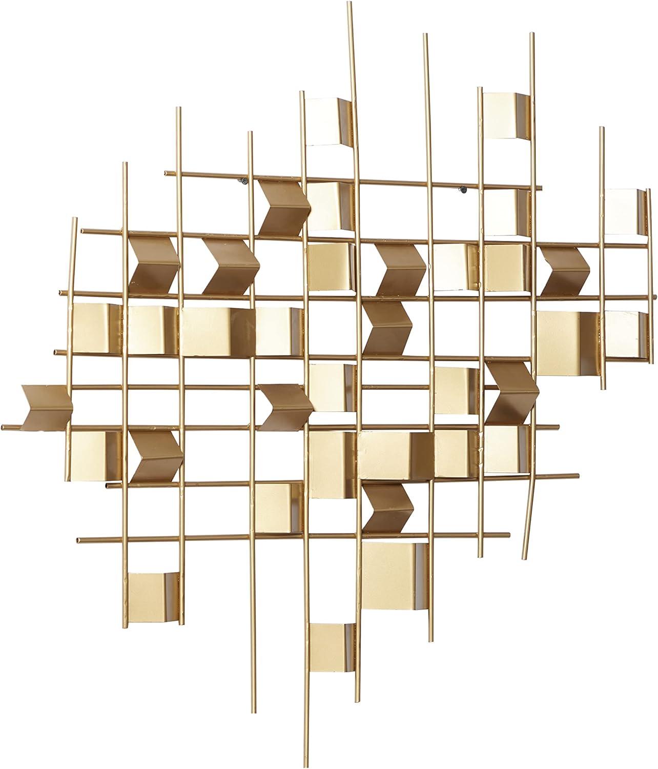 CosmoLiving by Cosmopolitan Gold Metal 3D Folded Stripes Geometric Wall Decor