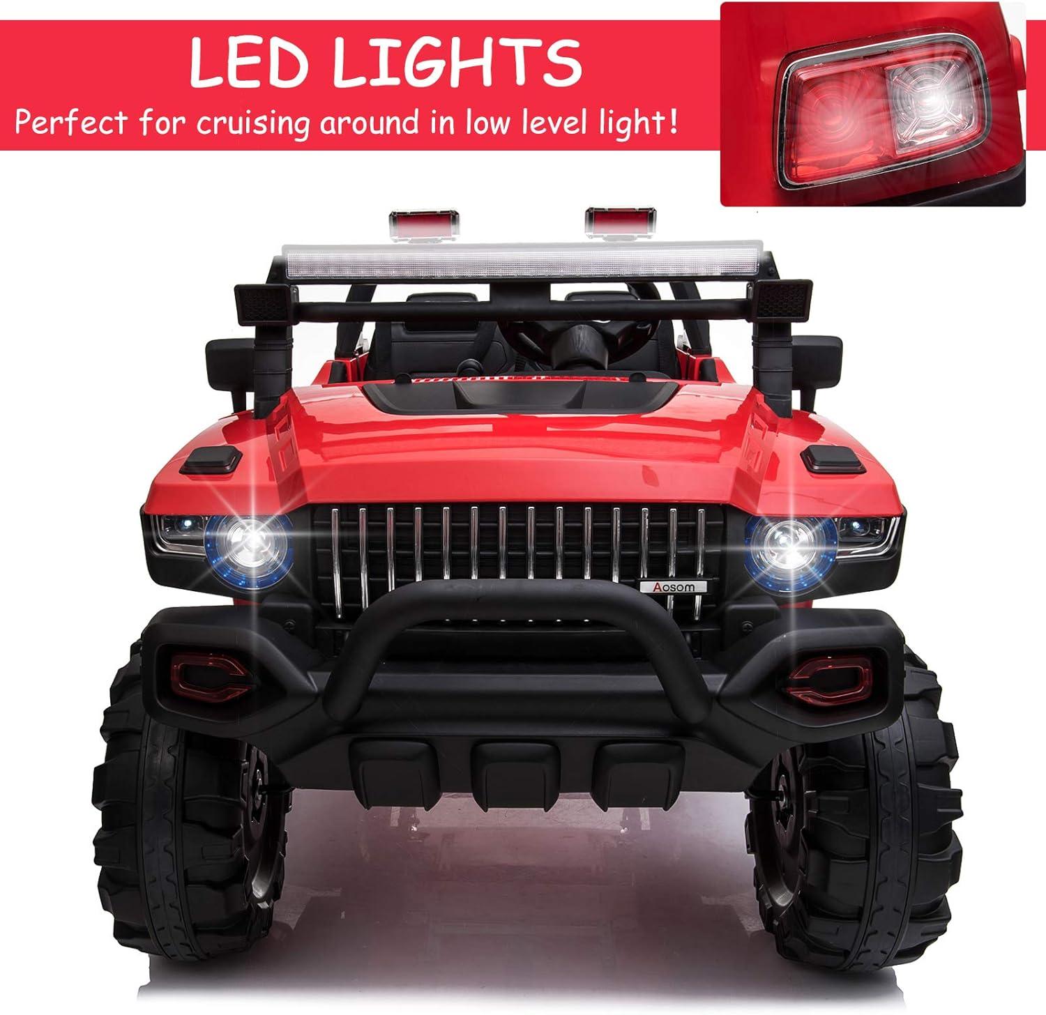 Aosom 12V Ride-on Truck with Remote Control, 2-Seater Battery-Operated Electric Car for Kids with Music, Red