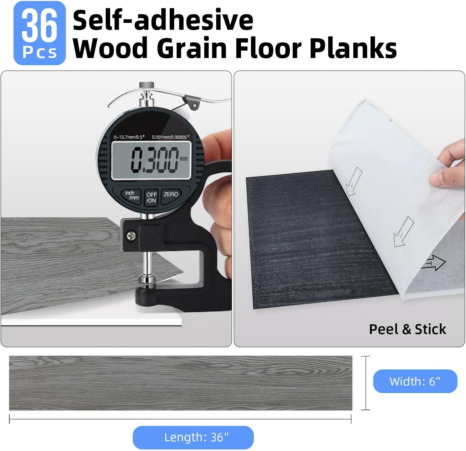 Gray Self-Adhesive Waterproof Vinyl Flooring Planks