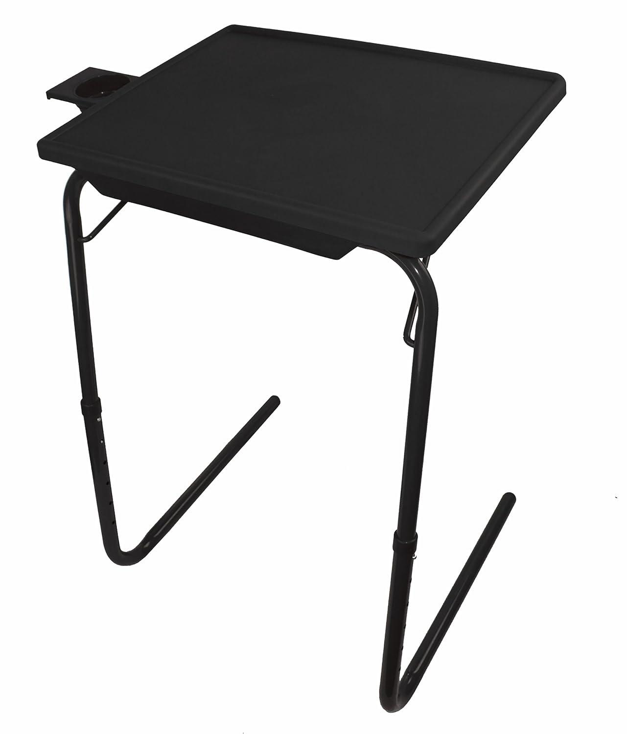 Veryke Portable Standing Adjustable Laptop Desk with Cup Holder, Tray Side Table for Home Office (Black)
