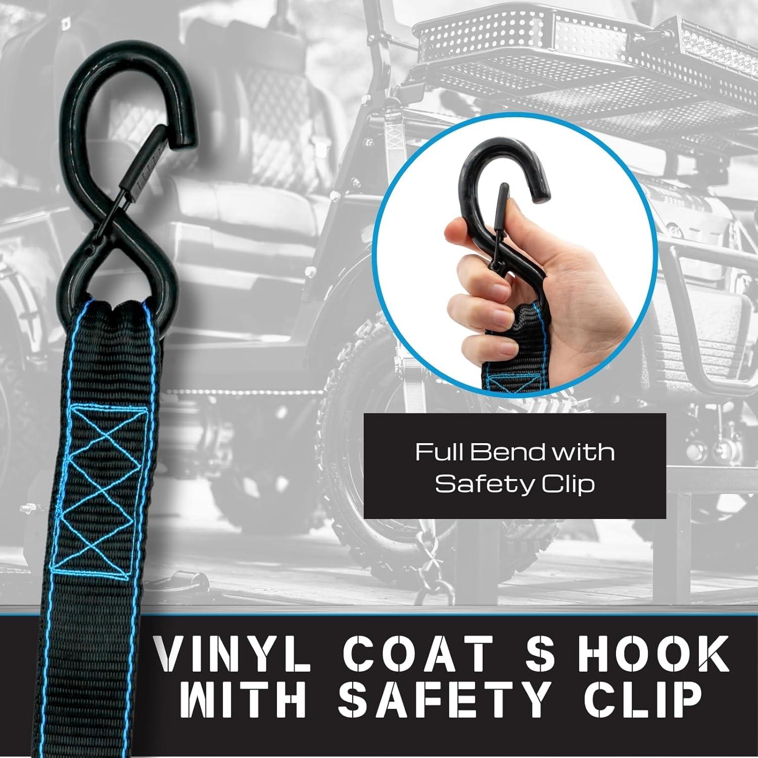 Tie Down 1.5 inch x 8 ft Black Heavy Duty Ratchet Strap, 2-Pack Kit - 5208 lbs. Breaking Load Limit