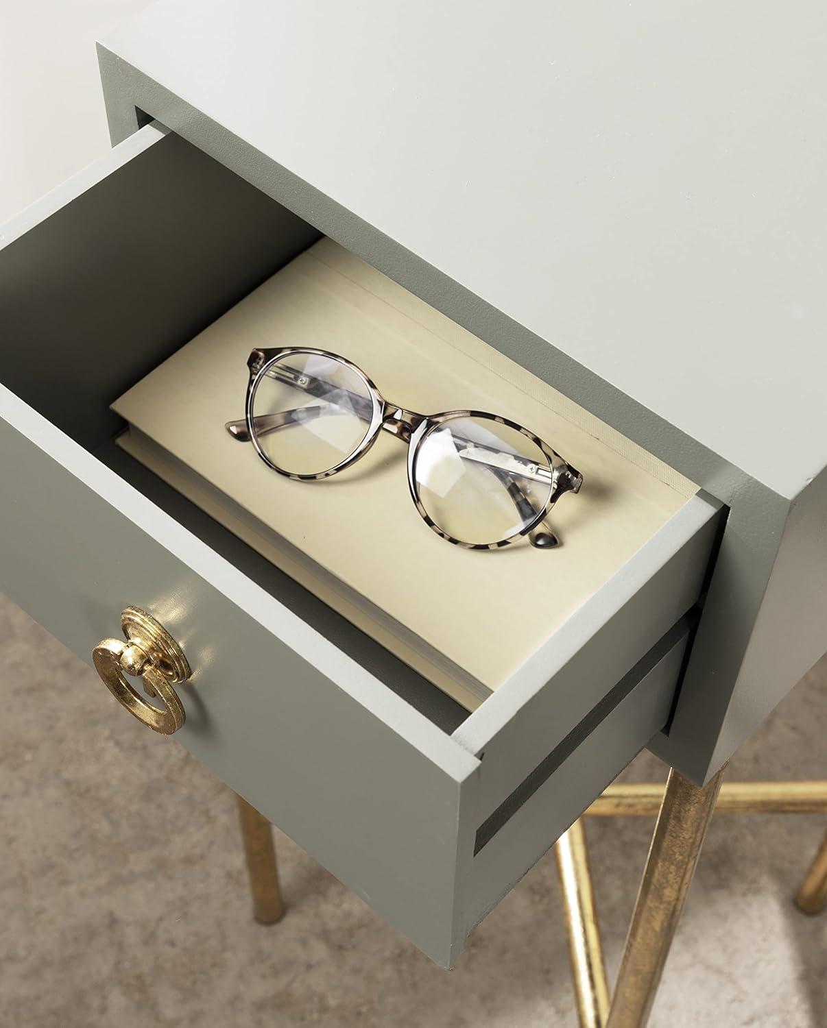 Kate and Laurel Decklyn Square MDF Tea Table, 12x12x30, Gold and Gray