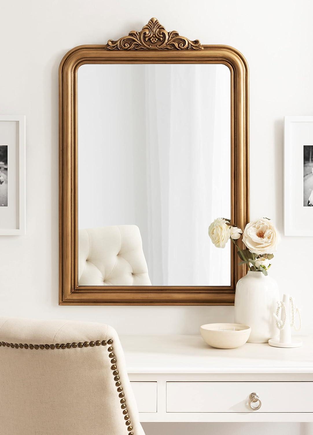 Kate & Laurel All Things Decor 24"x36" Kinsman Arch Wall Mirror Gold: Traditional Style, No Assembly Required