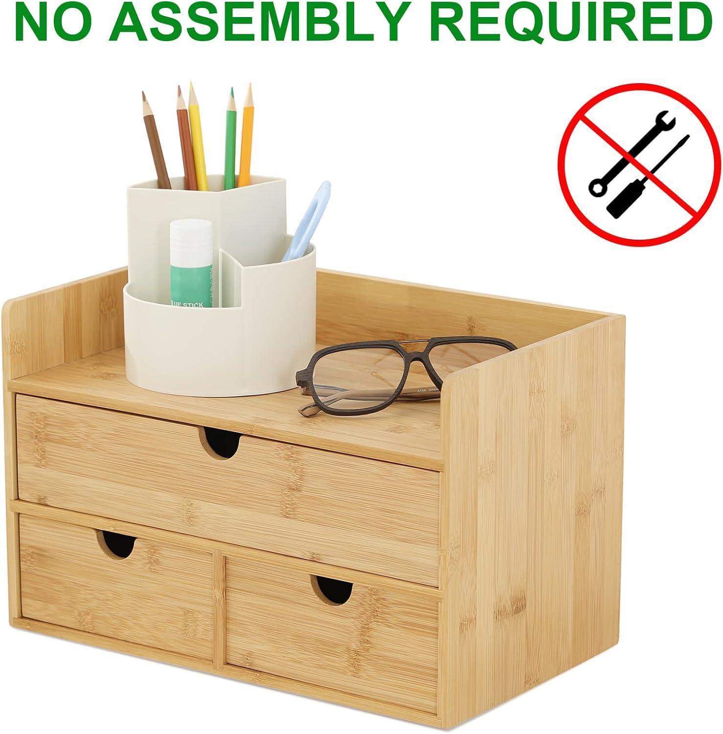 Mini Bamboo Desk Organizer with 3 Drawers