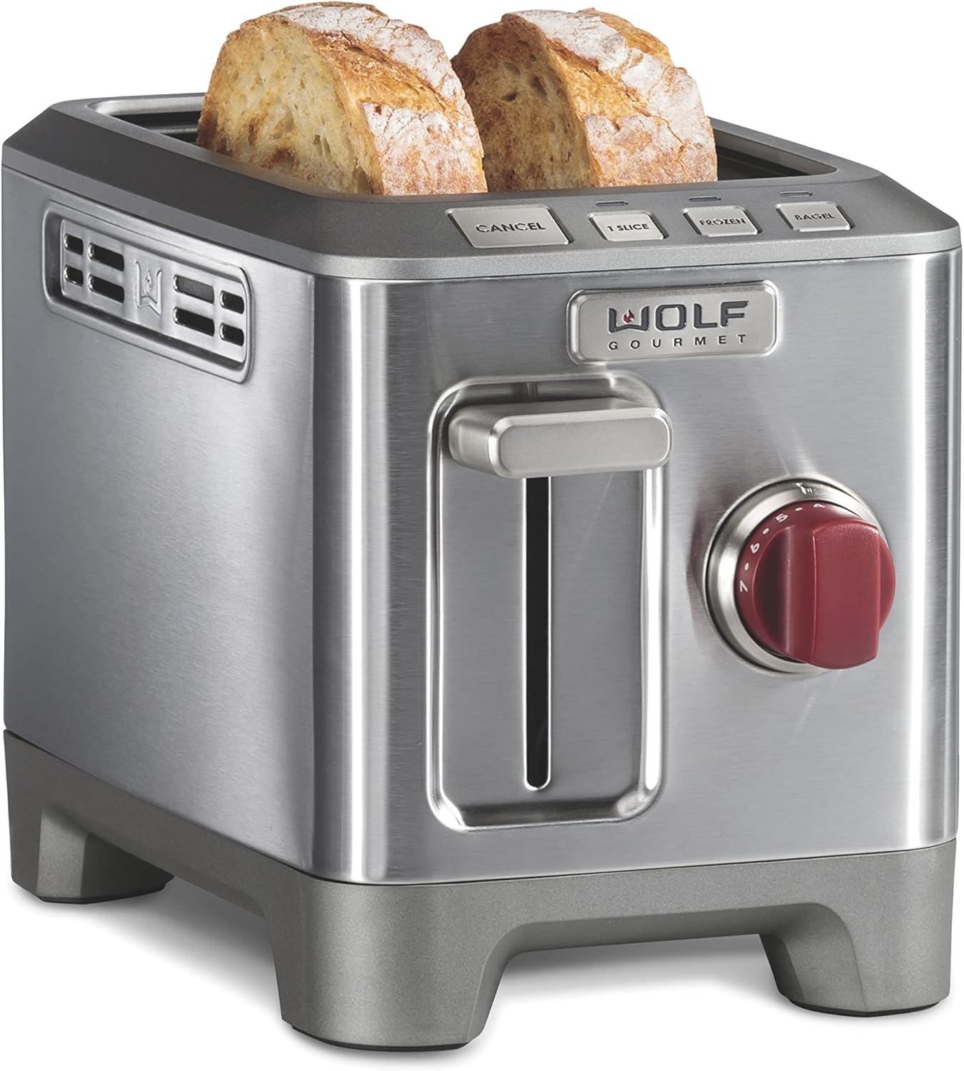 Wolf Gourmet 2-Slice Toaster with 1-Slice Toasting and Red Knob