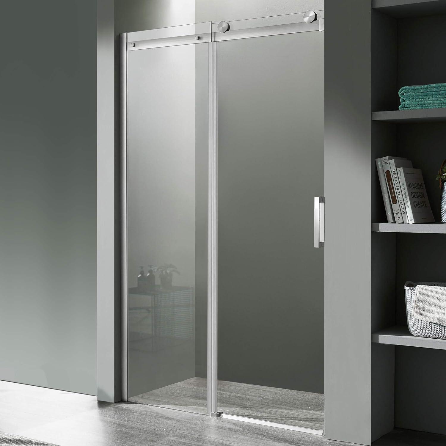 Rhodes 60" x 76" Frameless Sliding Shower Door in Brushed Nickel