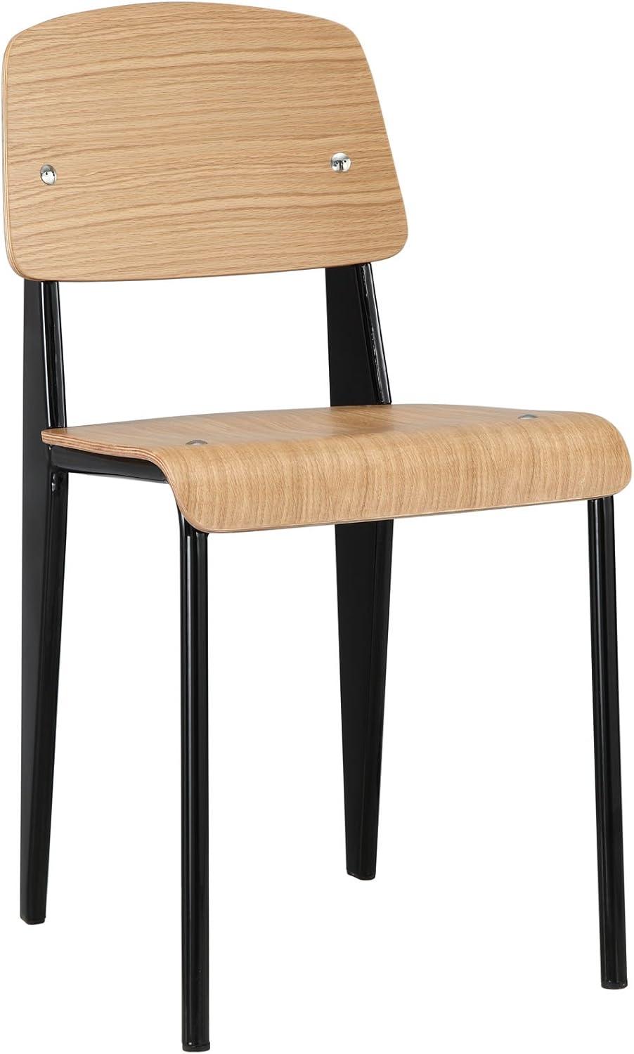 Cabin Essence Natural Black Wood and Metal Dining Side Chair