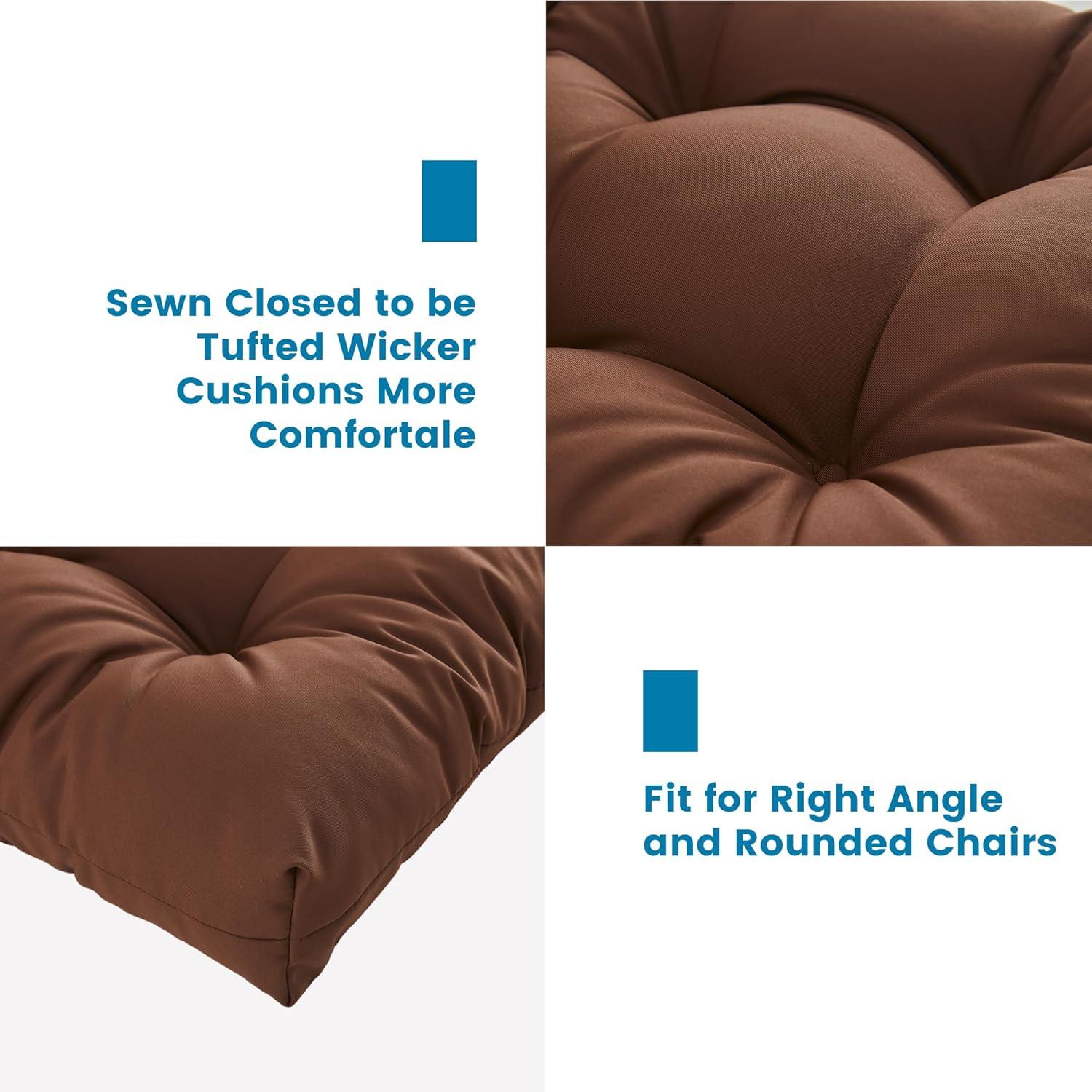 BLISSWALK Outdoor Chair Cushions,3 Pieces Wicker Cushion Set Set,44"x19"x5",Tufted Loveseat Outdoor Cushions for Patio Furniture All Weather,Dark Brown
