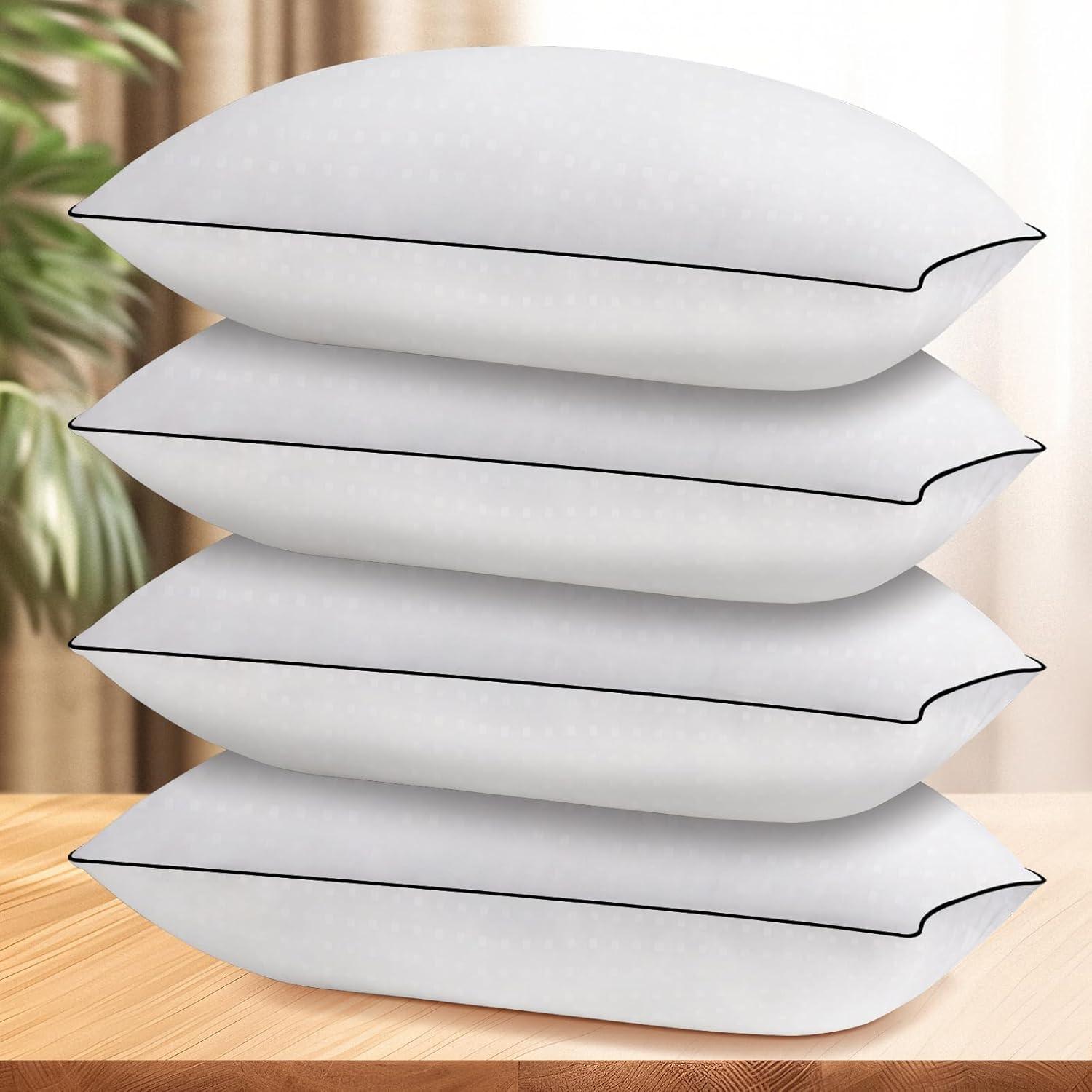 King Size Pillows Set of 4, Cooling and Down Alternative Bed Pillows Set of 4, Supportive Luxury Hotel Pillows for Sleeping，King Pillows Set of 4 for Side and Back Sleepers