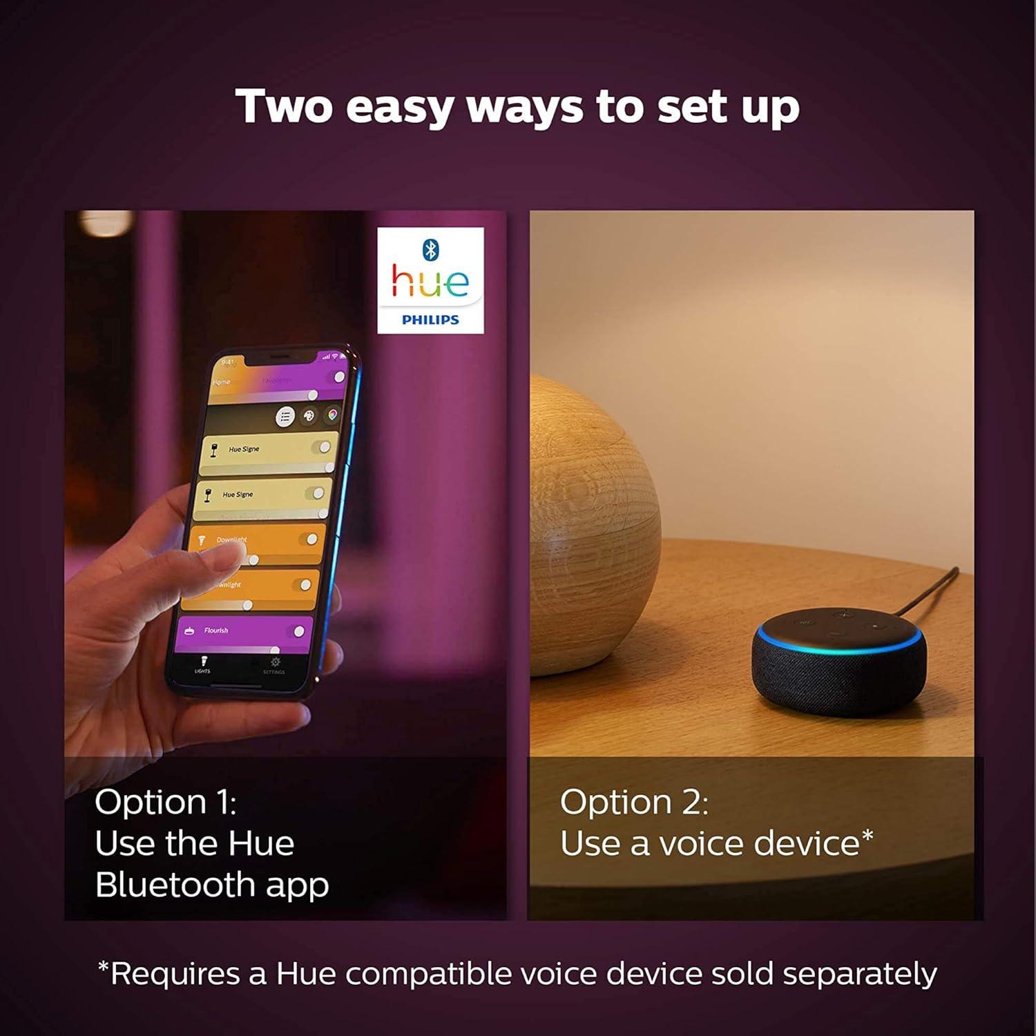 Philips Hue White and Color Ambiance Bluetooth Enabled Lightstrip Base Kit: LED, Indoor, Multicolored, Electric, 80" Length