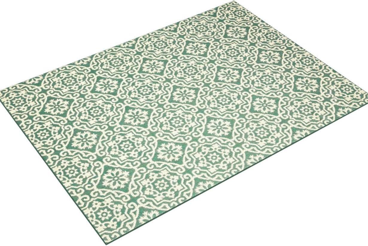 NICOLE MILLER NEW YORK Patio Country Danica Geometric Indoor/Outdoor Area Rug, Green/Beige