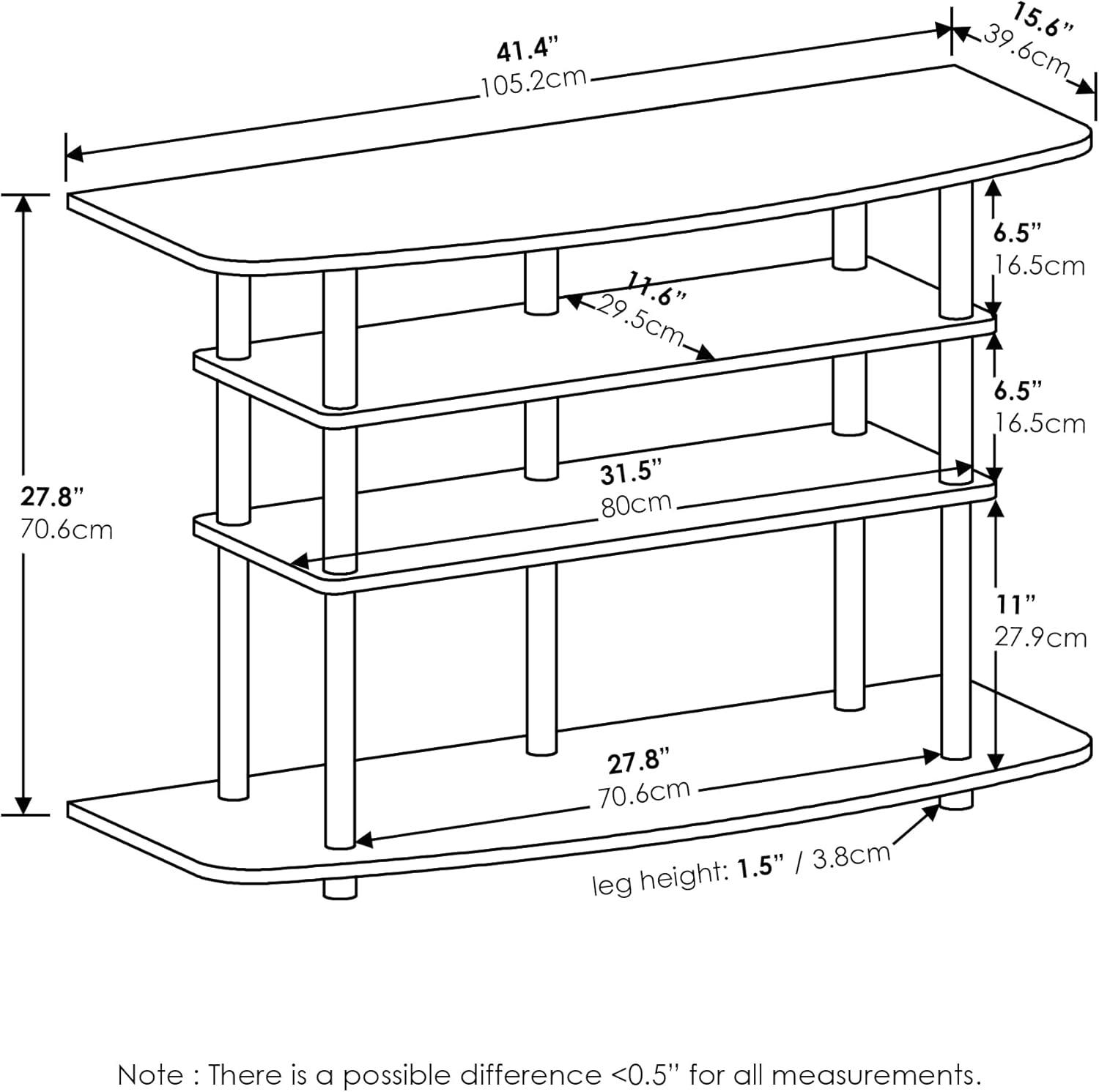 Furinno 4-Tier No Tools TV Stand Entertainment Center Hold up to 46" TV White Oak