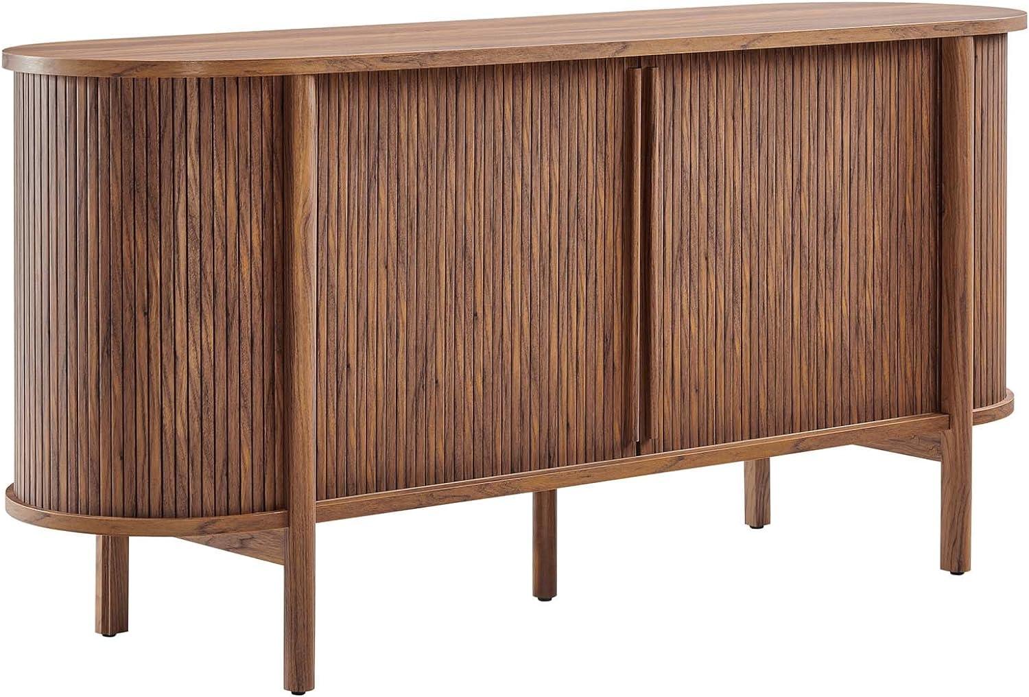 Cadence 63" Walnut Curved Mid-Century Modern Sideboard