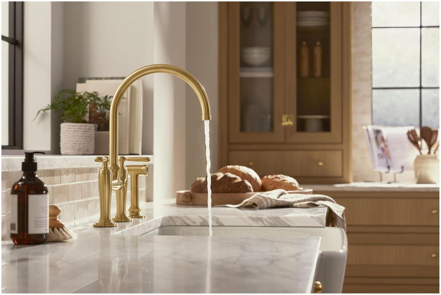 Edalyn by Studio McGee Two-Hole Bridge Kitchen Sink Faucet with Side Sprayer