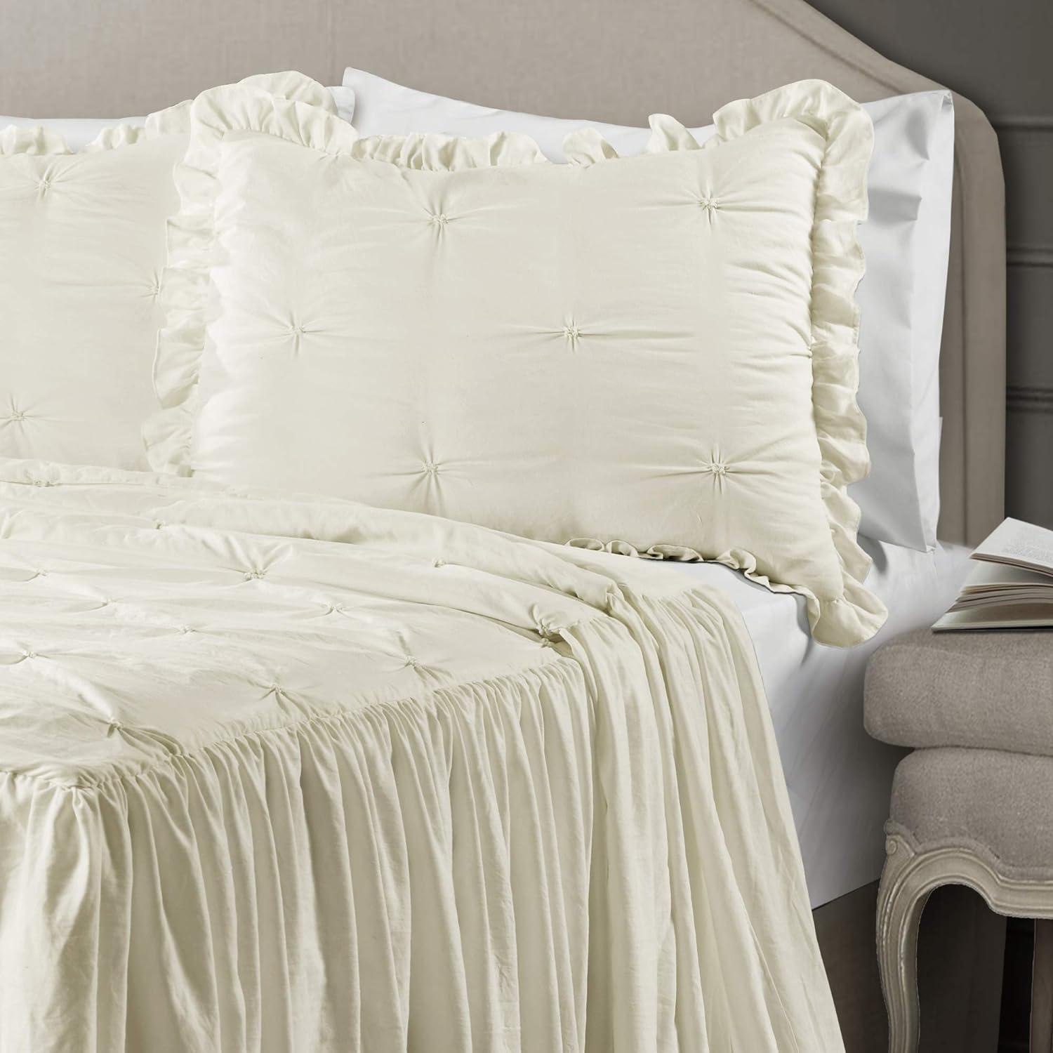 Lush Décor Ravello Pintuck Ruffle Skirt Bedspread & Sham Set