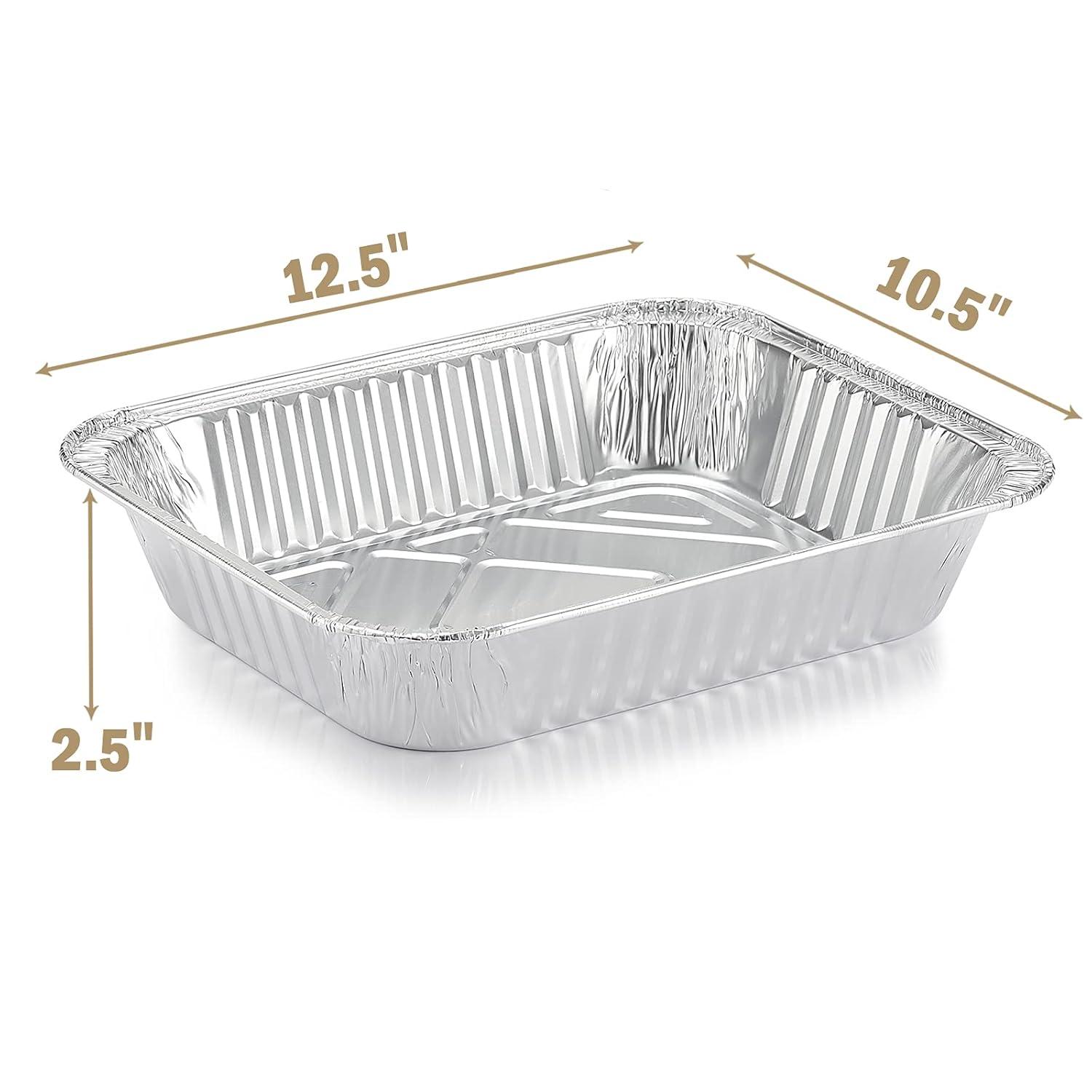 9x13 Aluminum Foil Pans (10 Pack), Disposable Half Size Deep Foil Pans, Cookware, Food Prepping, Large Pans for Baking, Reheating, Grilling
