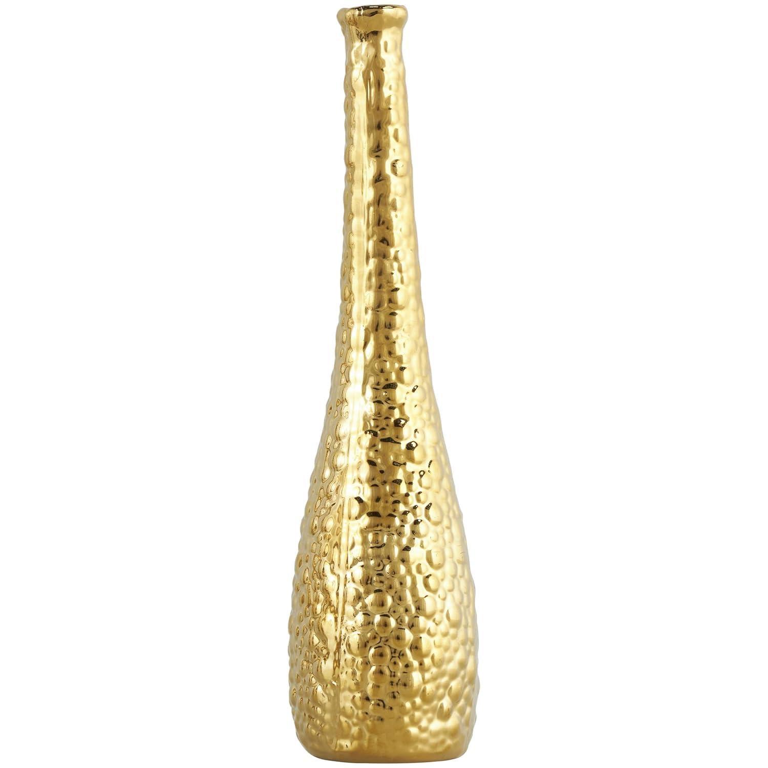 Olivia & May Decorative Ceramic Vases Gold 12" 3pk: Stoneware Novelty Containers, Spot Clean, Set of Three
