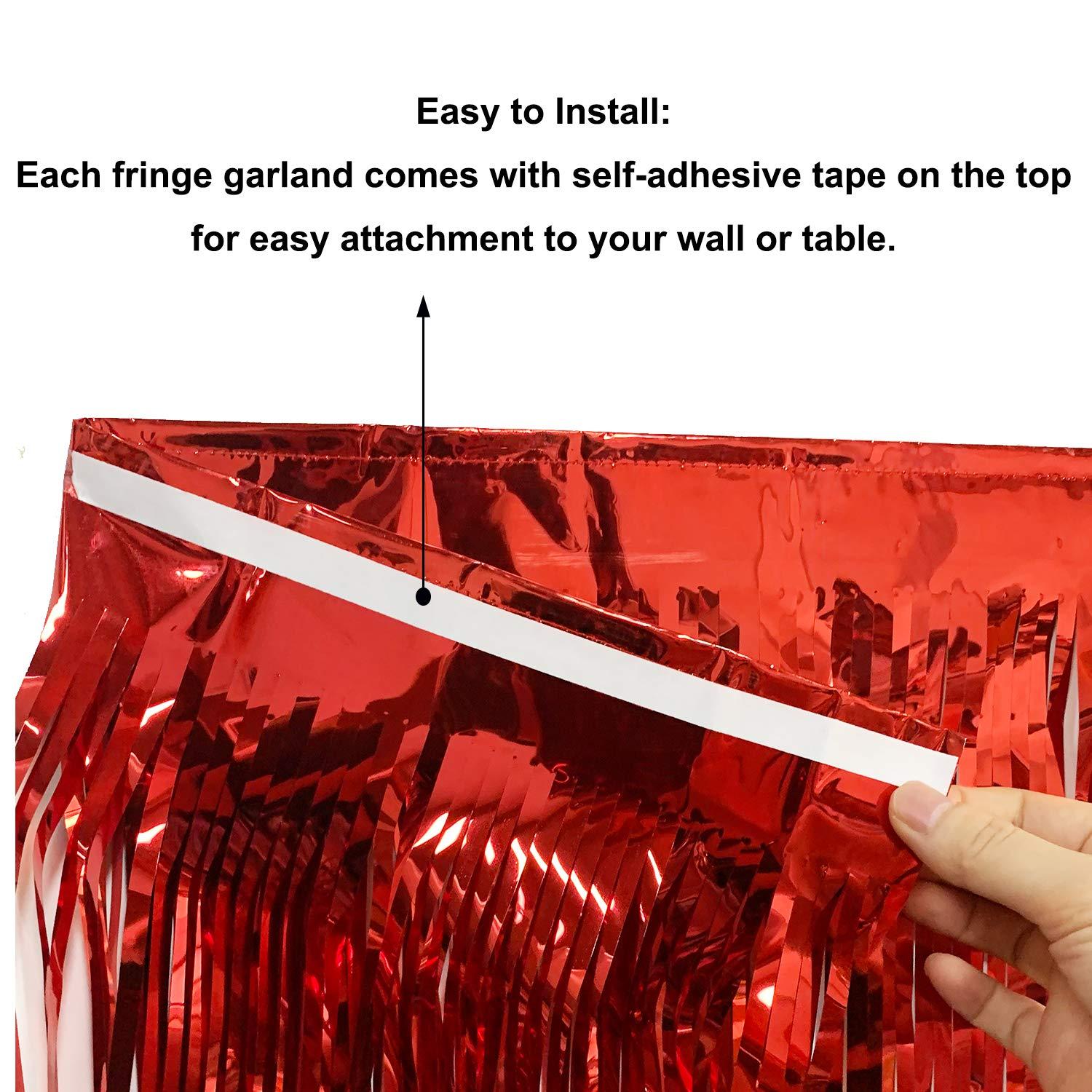 Red Metallic Float Fringe (10Ft) - Party Decor - 1 Piece