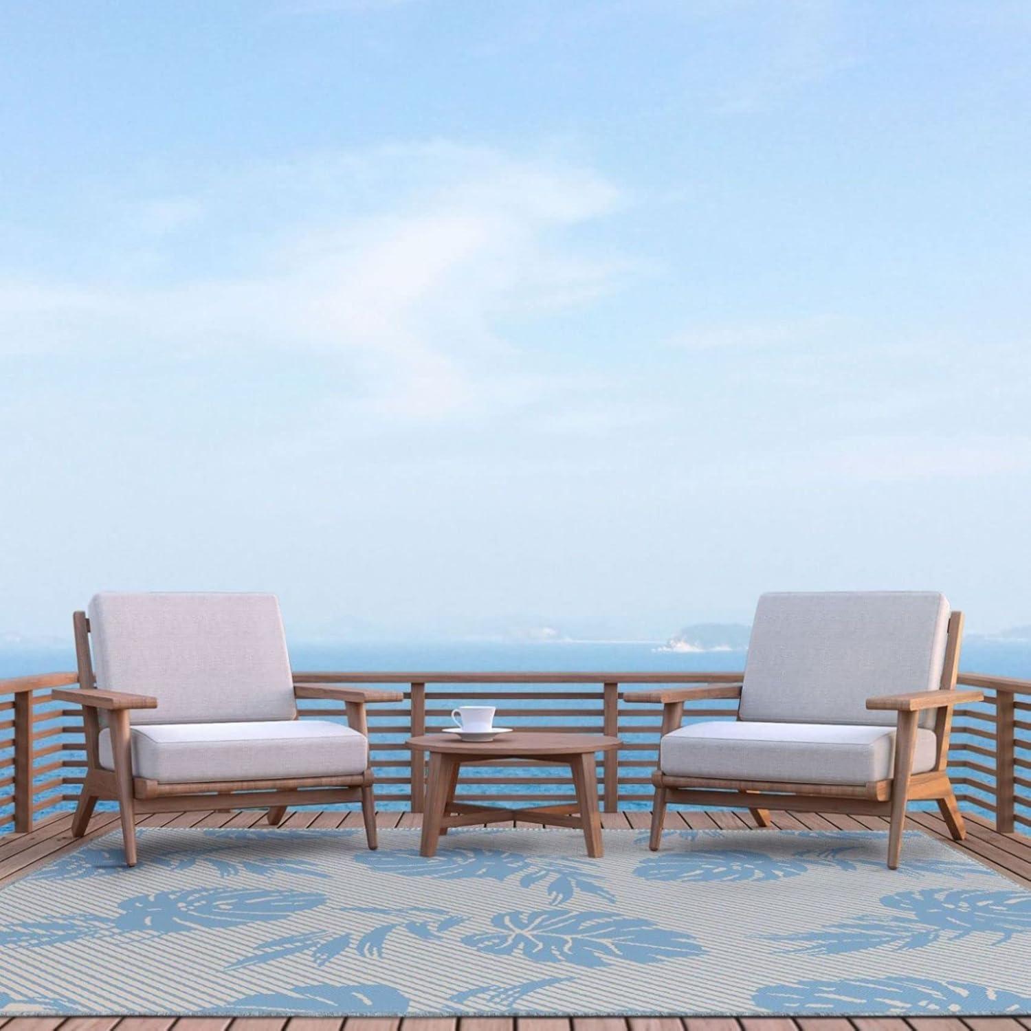 Tommy Bahama Palm Coastal Indoor/Outdoor Area Rug, Silver/Blue