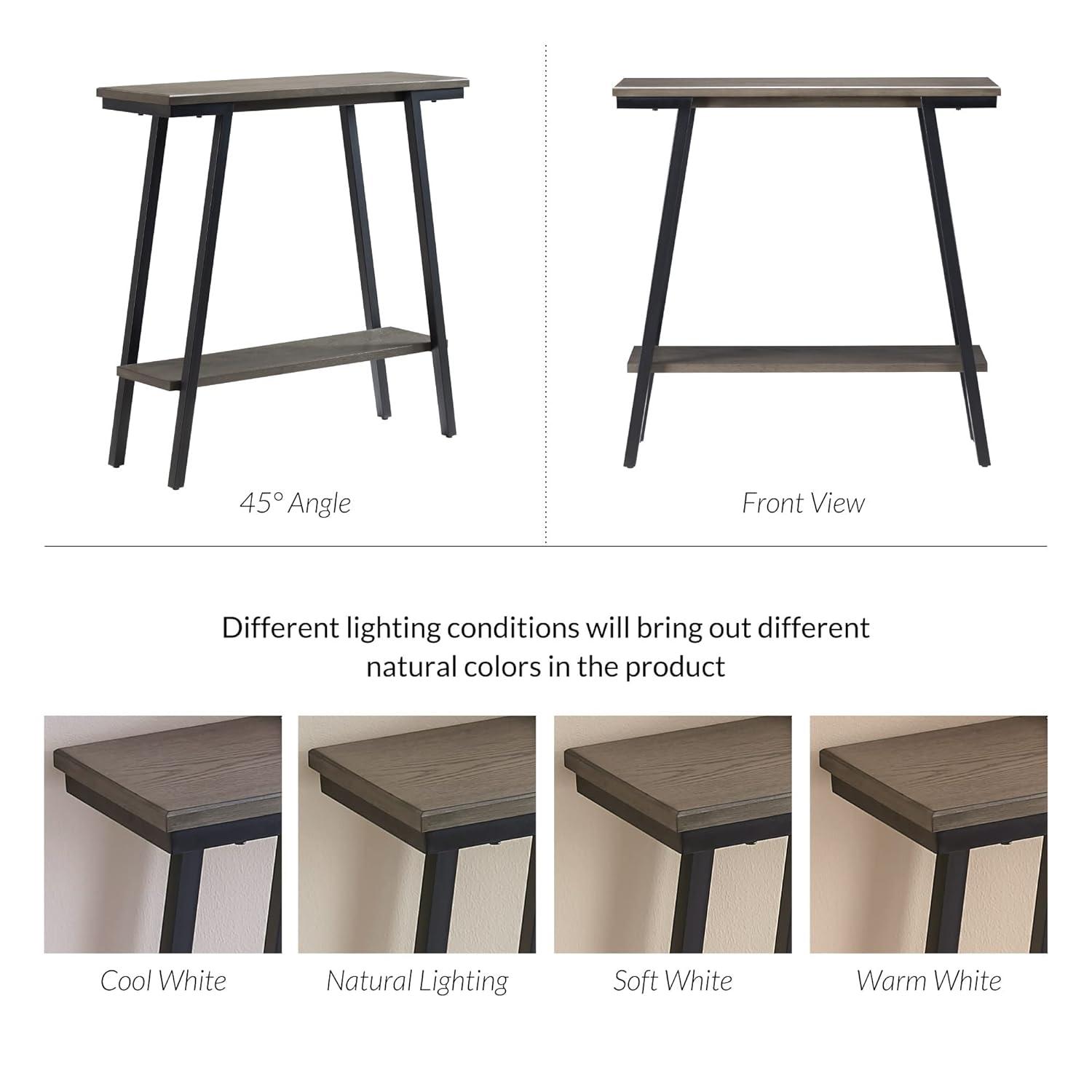 Leick Home 214338 Empiria Wood Console Table with Metal Frame for Living Room Entryway Bedroom, Gray