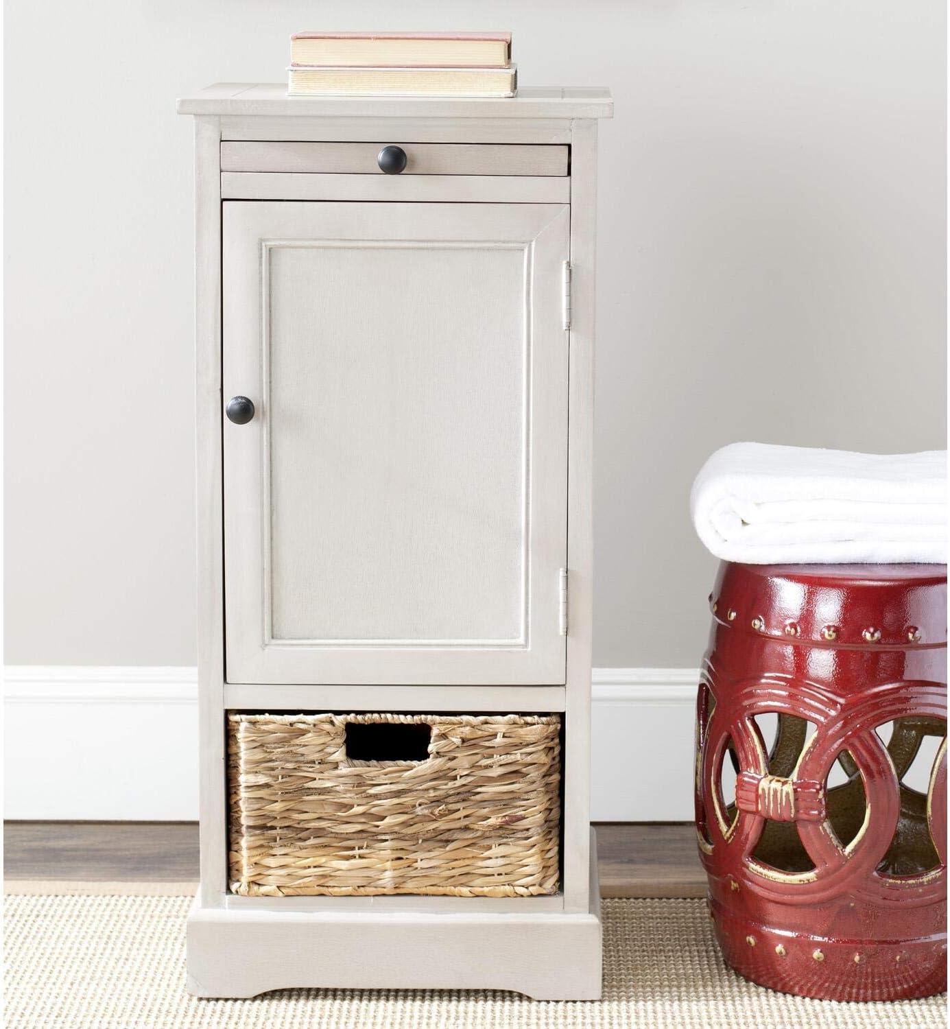 SAFAVIEH Raven Tall Storage Unit Distressed Cream