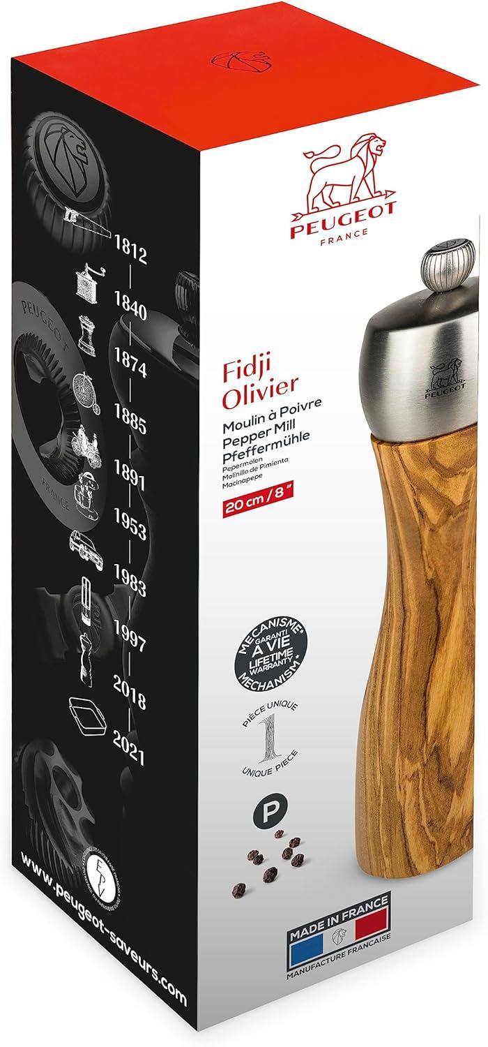 Peugeot | Fidji Pepper Mill, Wood/Stainless, Olive Wood, 20 cm - 8 in