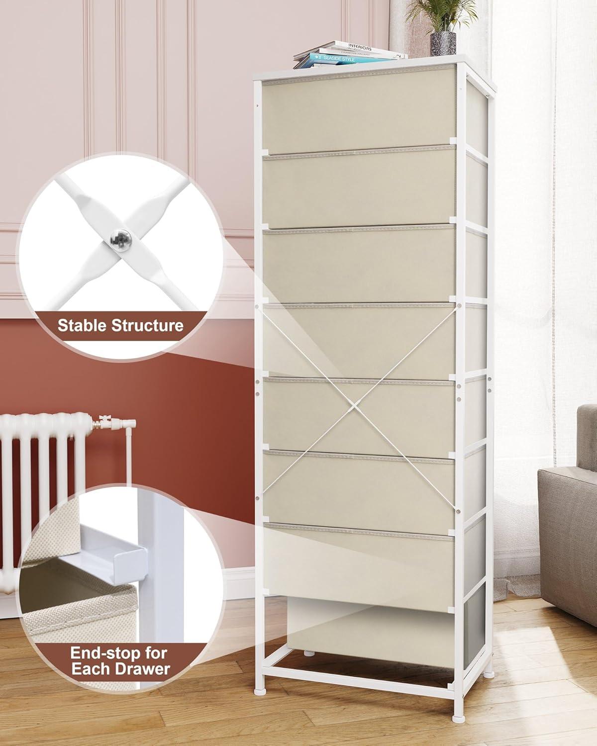 Crestlive Products 7 Drawers dresser for bedroom Chest Furniture Storage Tower Organizer Unit for Bedroom Beige