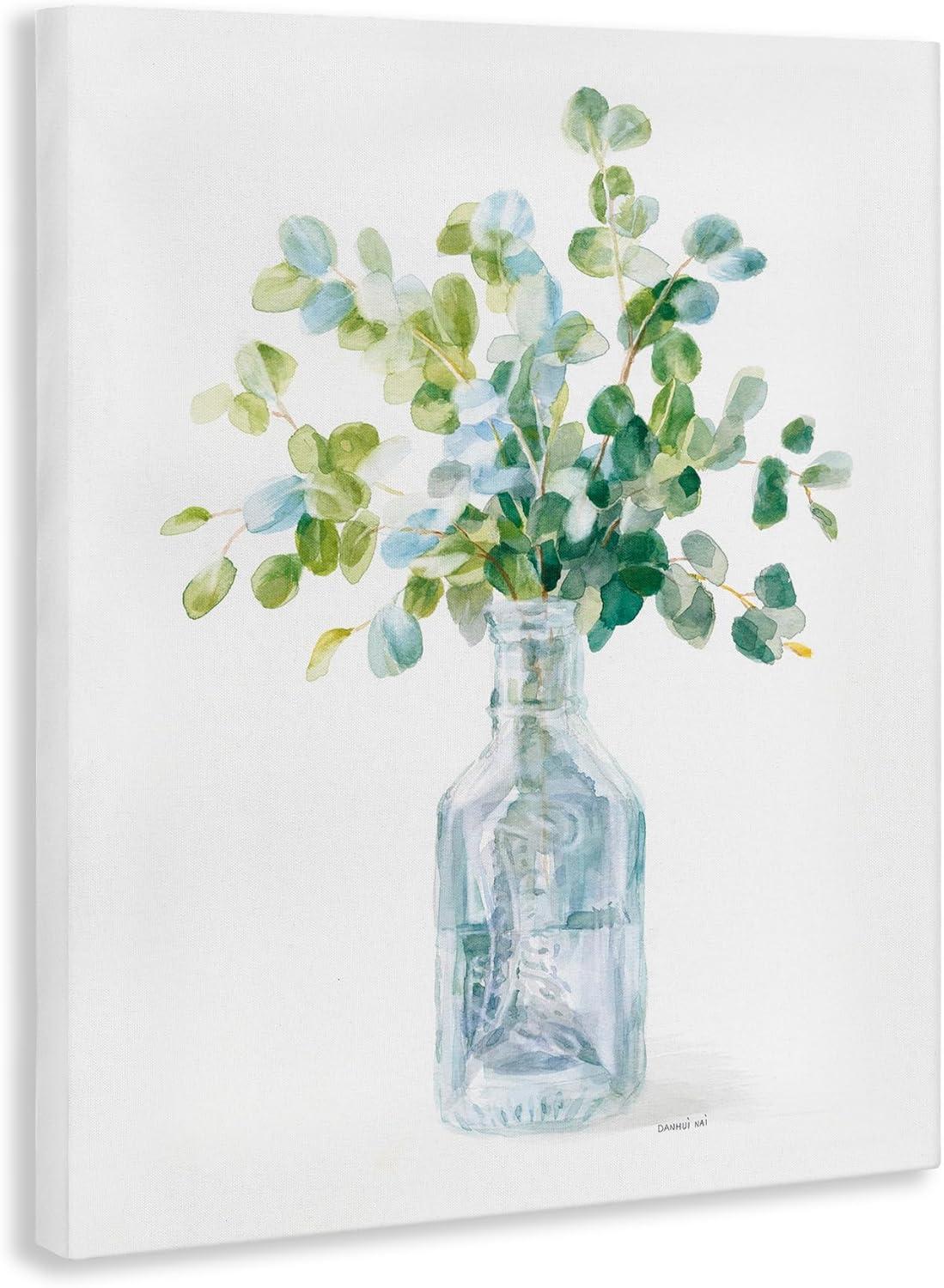 Green and Blue Floral Still Life Canvas Wall Art, 30 x 40