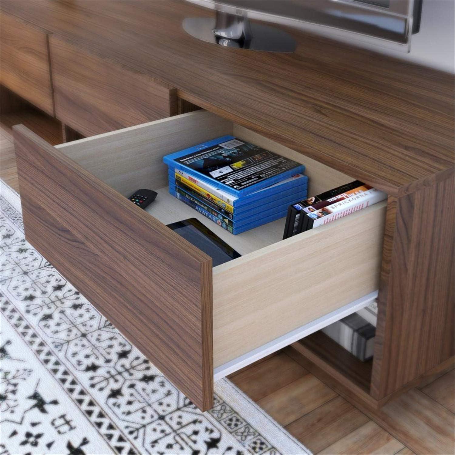 Rustik Walnut 60-Inch TV Stand with Cabinet and Drawers