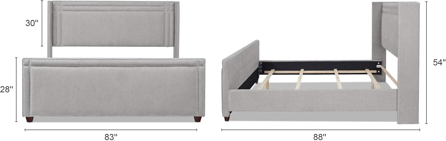 Elle Wingback Upholstered King Bed Silver Grey