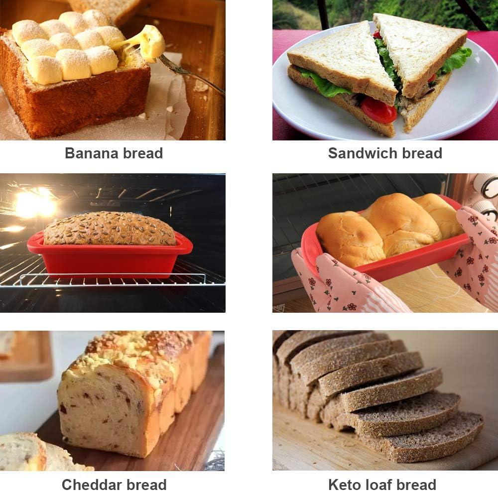 SILIVO Silicone Bread and Loaf Pans (2 Pack) - Nonstick Silicone Baking Mold for Homemade Loaf, Bread and Meatloaf - 8.9x3.7x2.5 inch