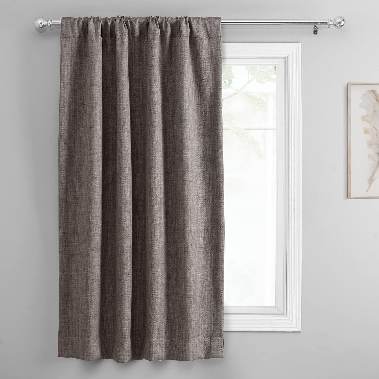 Exclusive Fabrics  Faux Linen Room Darkening Tie-Up Window Shade (1 Panel) 46 X 63 - Mink