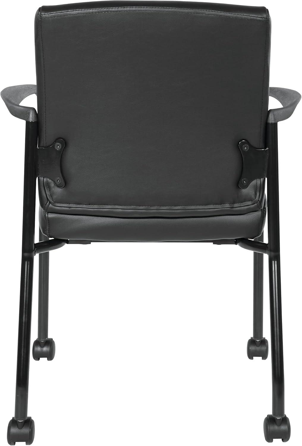 Guest Chair with Black Faux Leather and Black Frame