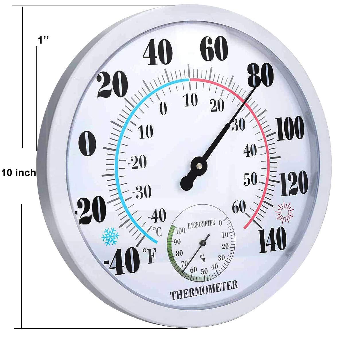 Uanit Indoor Outdoor Thermometer Large Numbers Wall Thermometer Hygrometer Waterproof Does not Require Battery Wireless Hanging Hygrometer Garden Decoration