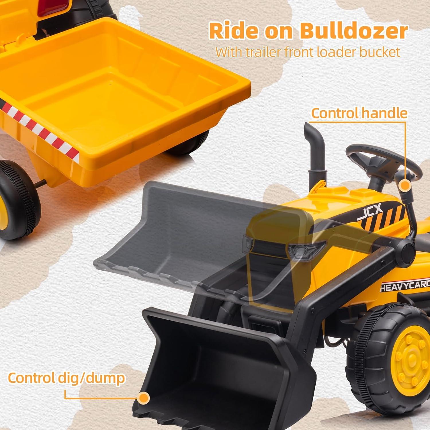 Infans 12V Kids Ride On Excavator Digger Electric Bulldozer Tractor RC w/ Light & Music