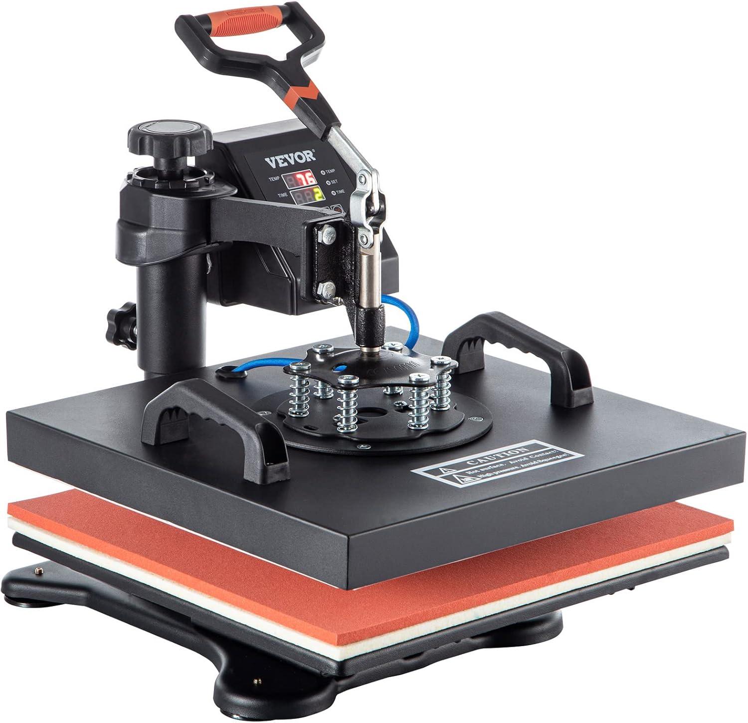 VEVOR 5 In 1 Heat Press Digital Clamshell Sublimation for DIY Mug Cap Plate