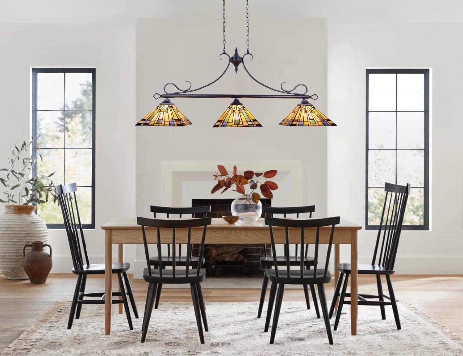 Kinsey Mission-Style Blackish Bronze 3-Light Island Pendant, 47" Wide