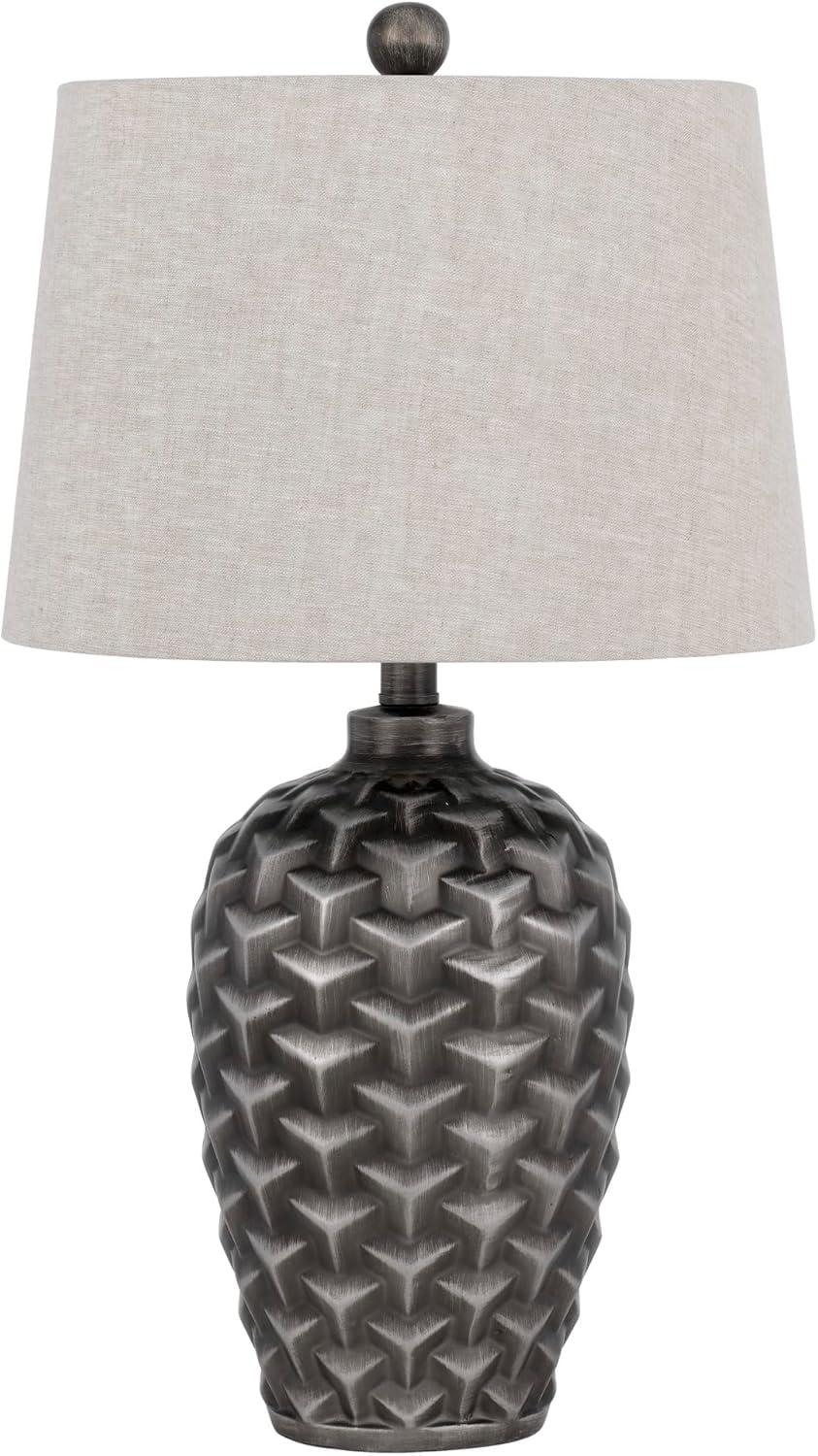 Cal Lighting Dresano resin table lamp with linen hardback taper drum shade