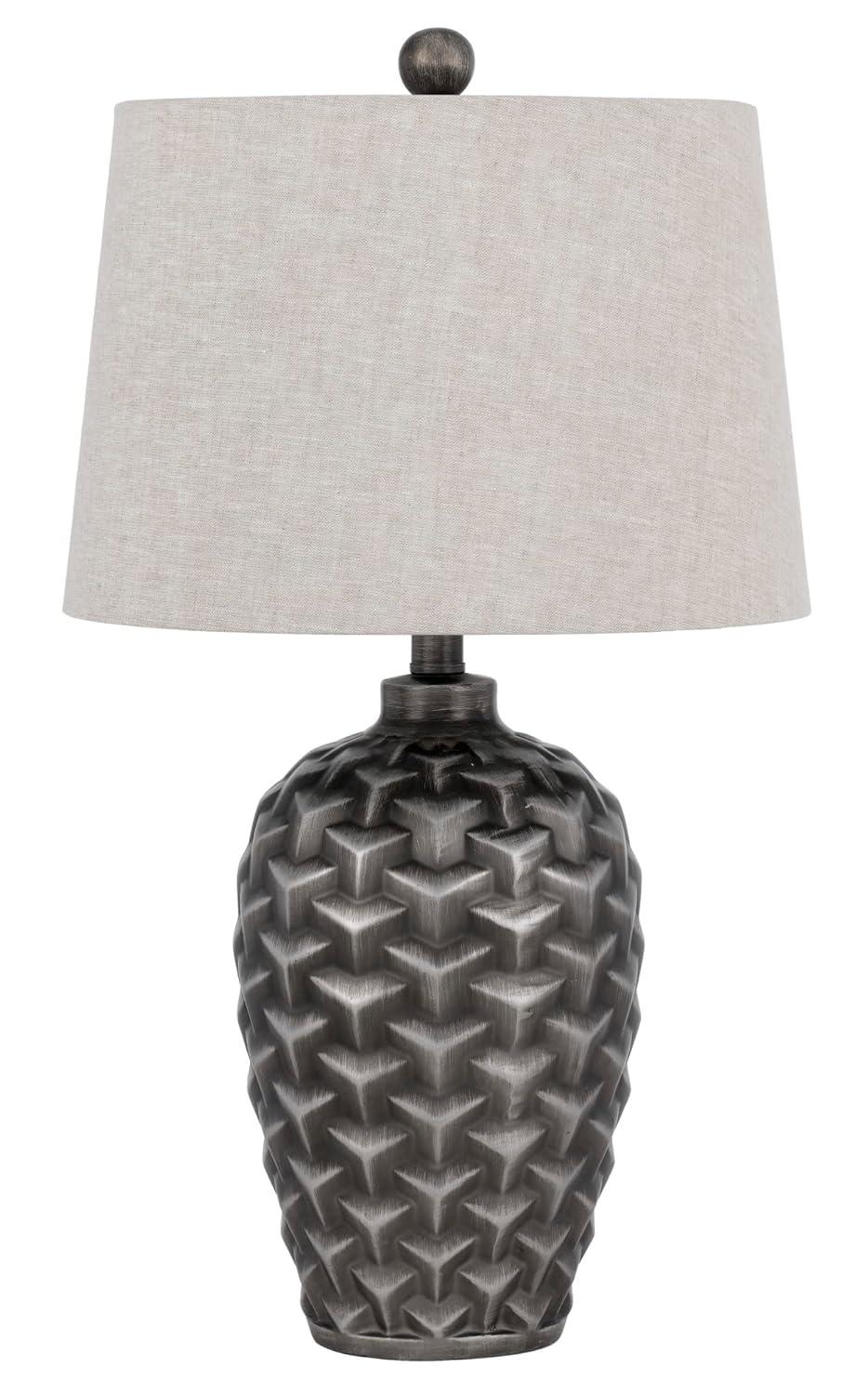 Cal Lighting Dresano resin table lamp with linen hardback taper drum shade