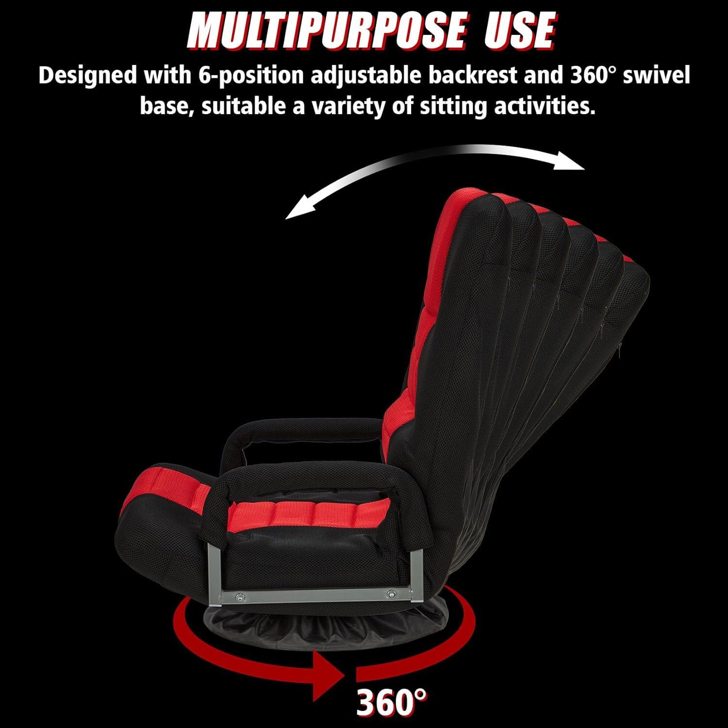 Red and Black Adjustable Swivel Gaming Chair with Armrests