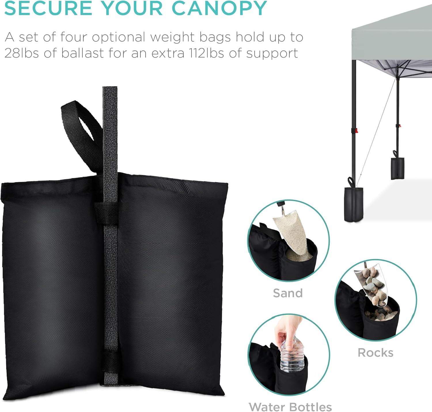 Best Choice Products Best Choice Products Easy Setup Pop Up Canopy W/ 1-Button Setup, Wheeled Case, 4 Weight Bags