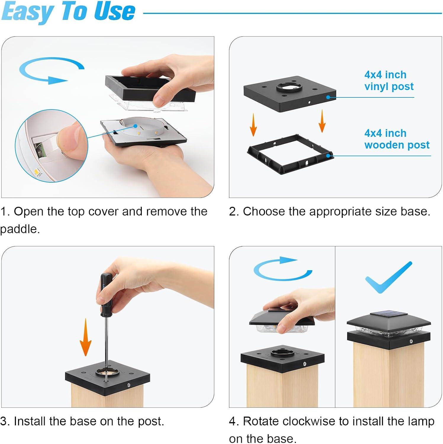 Black Solar LED Post Cap Lights Multipack for 4x4 Posts