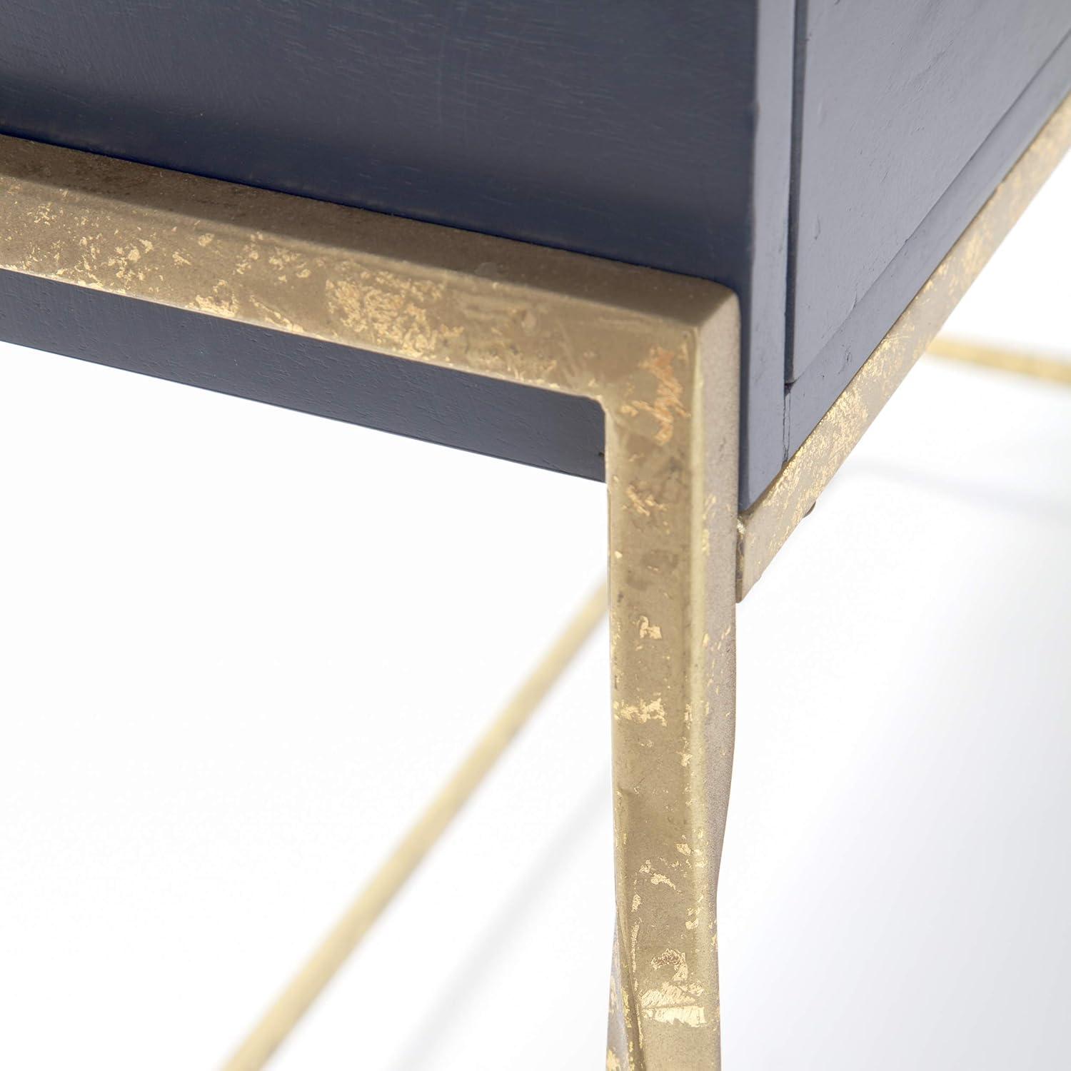 Jolie Modern Living Room Console Table Navy Blue/Gold - Adore Decor: Chic 2-Drawer Design, Glossy Finish, Metal Frame