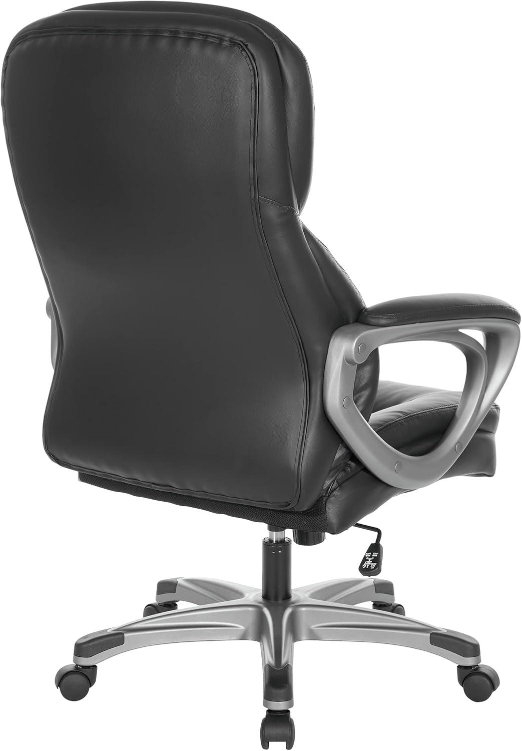 Executive Black Bonded Leather Chair with Titanium Coated Nylon Base
