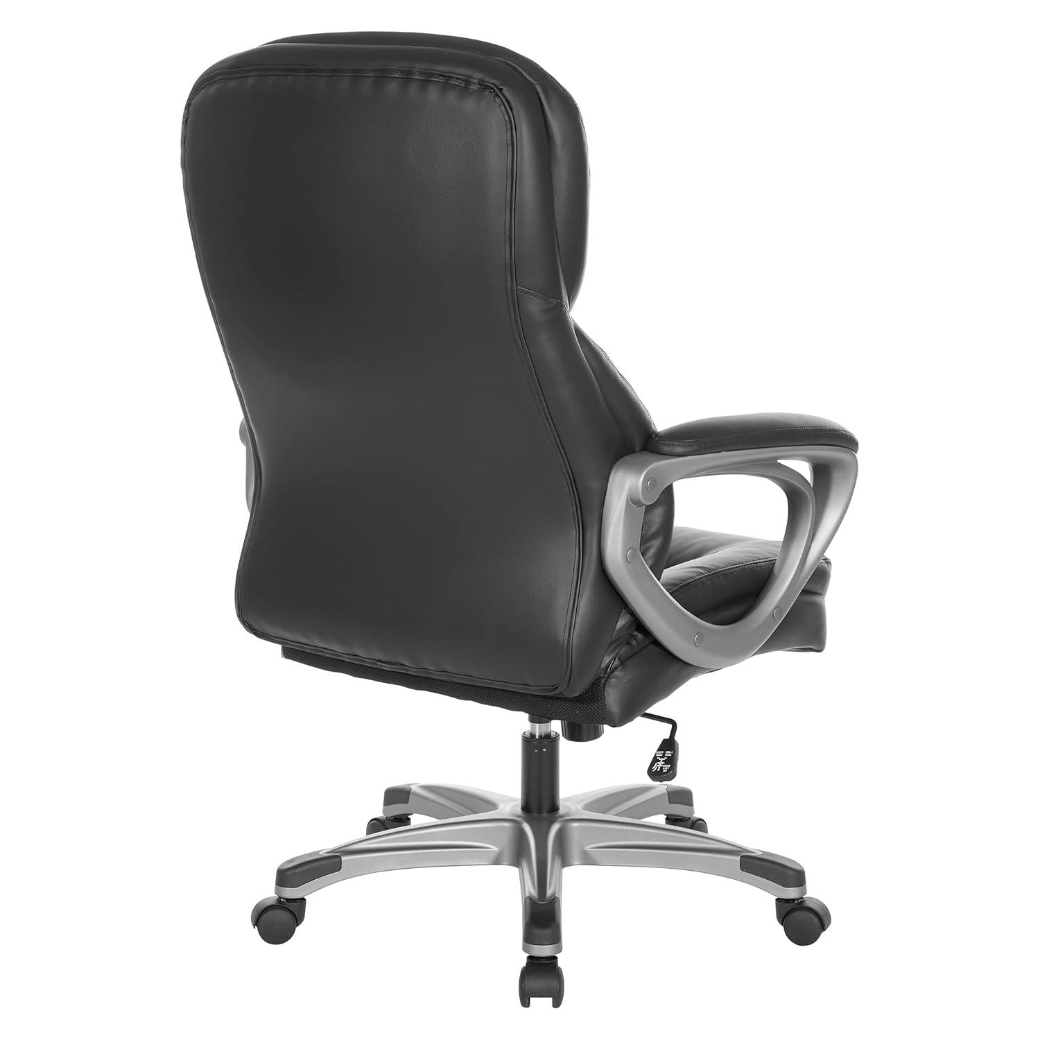 Executive Black Bonded Leather Chair with Titanium Coated Nylon Base