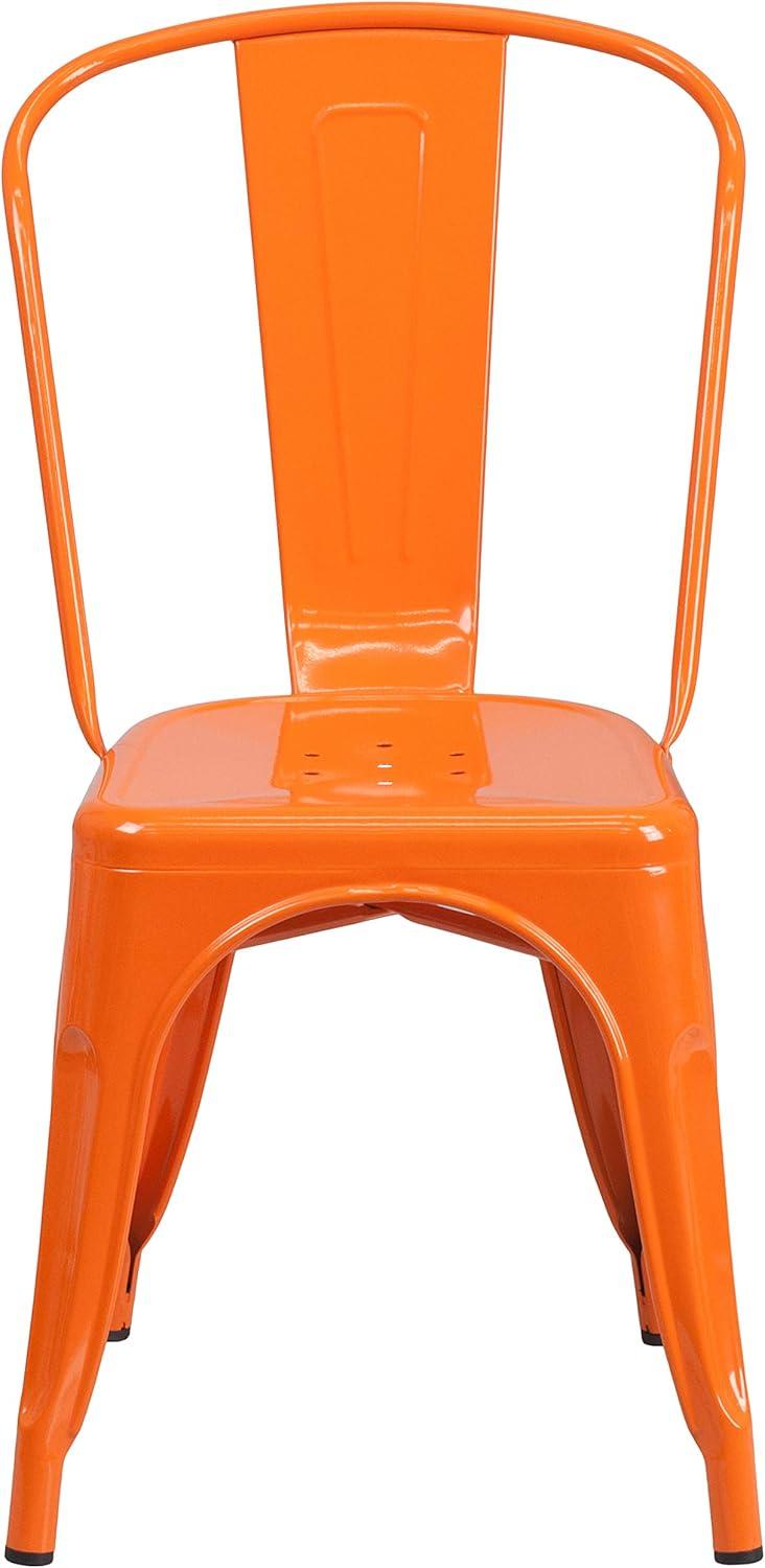 Flash Furniture Hucheson Metal Indoor-Outdoor Stackable Chair - Restaurant Chair - Bistro Chair (Set of 4)